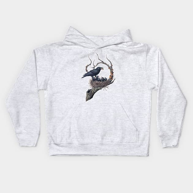 American Crow Tee Kids Hoodie by JadaFitch